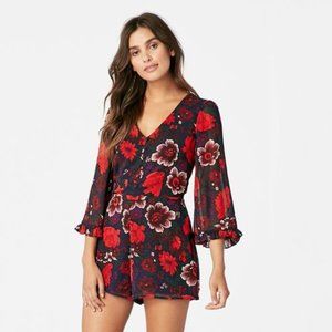 Justfab Printed Chiffon Romper Sz L NWT